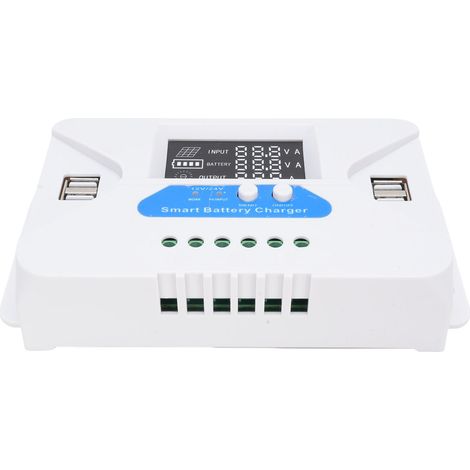 Contrôleur de charge solaire 20 A Ortviai pour batteries lithium, plomb et LFP, 4 ports USB, 12/24 V (1/5)