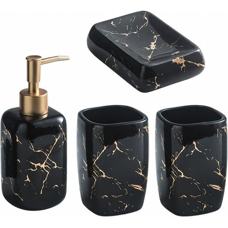 Kit de salle de bain 4 pièces noir ensemble 4 pièces (1/5)