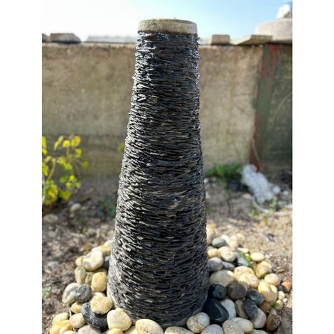 Natural Slate on GRC Cone Water Feature - 40cm Dia x 90cm H