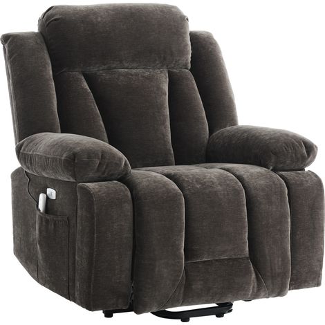 Sillón relax eléctrico de masaje y elevación con calor, tejido marrón, 95 x 94 x 107 cm, HOMVRA (1/5)