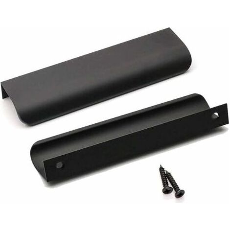 Lot de 10 Poignee de Meuble Cuisine Noir Poignée Cuisine Noir Poignée Profil Noir Poignée Meuble Noir Mat en Alliage d'Aluminium Entraxe 128mm Longueur 150mm(Noir) (1/4)