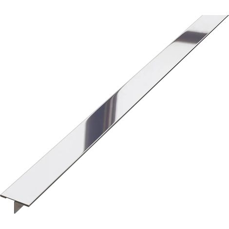 T-Verbindungsprofil aus Edelstahl 2cm x 270cm - Glänzendes Silber