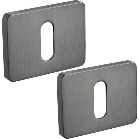 Placa de puerta rectangular para llave, roseta interior de grafito (1/3)