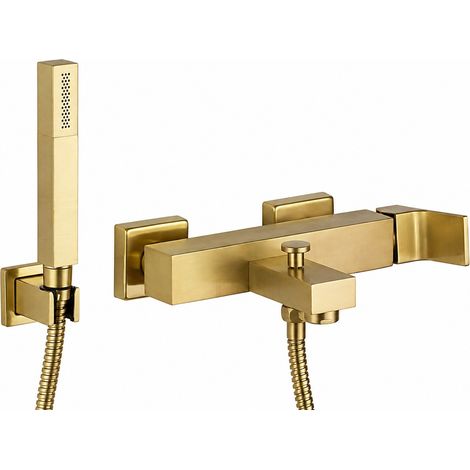 Mitigeur bain extérieur avec douchette or brossé Gattoni SQUARE 2500/25SG  Or brossé