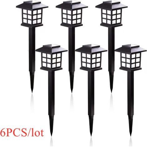 (Lot de 6 - blanc froid) Lampes solaires LED étanches pour allée, jardin, aménagement paysager, cour, terrasse, allée piétonne. (1/5)