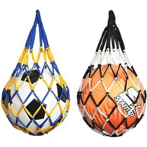 Sac En Filet - Pour Ballon De Football Et De Basket-Ball - Nylon Épais À Trois Brins - Design Croisé Renforcé - 2 Pièces (1/4)