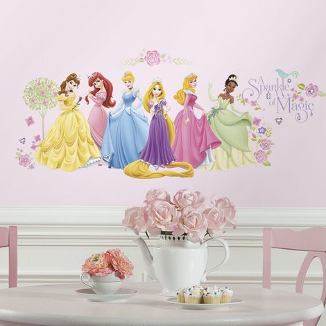 Stickers Disney Princesse – Autocollants repositionnables multicolores – Décoration chambre enfant – 6 grands stickers de princesses – Roommates