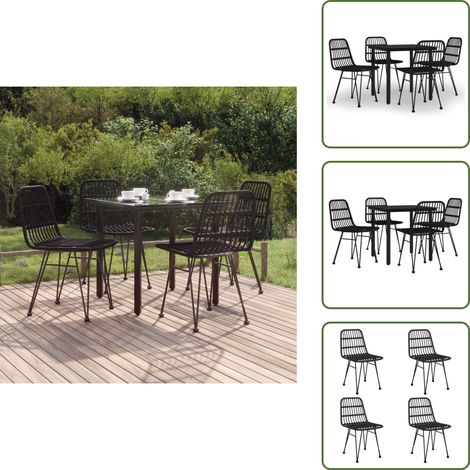 The Living Store Ensemble à manger de jardin 5 pcs Noir Résine tressée - Salle à manger de jardin (1/5)