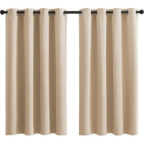 Tende oscuranti beige per camera da letto e soggiorno — Set di 2 pannelli — Tende termiche, isolanti e oscuranti con occhielli, fonoassorbenti e oscuranti — 107 x 160 cm (1/4)