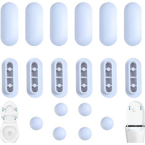 Tampons Abattant WC Butées Siège Toilettes Pare-chocs Rechange Base Toilette Ensemble Tampons Siège 12 Anneaux 6 Couvercle Fixations Maison Bureau (1/5)