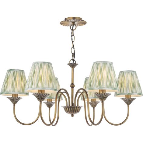 Dar Lydian Suspension Lydian à 6 lumières, bronze antique avec abat-jour (1/2)