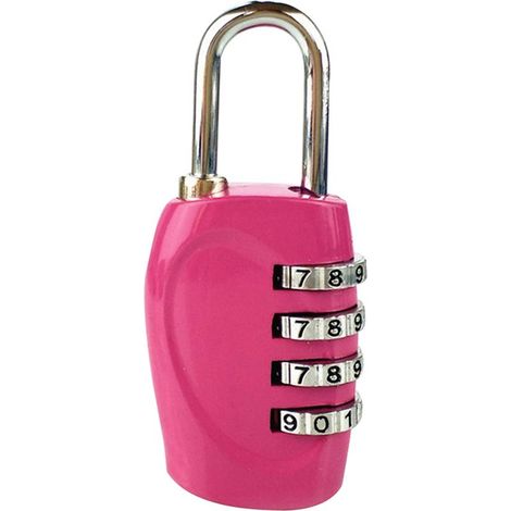 Serrure à combinaison à 4 chiffres, cadenas de sécurité extérieur en alliage de Zinc pour bagages, sacs à dos, valises, tiroirs, casiers rose (1/4)