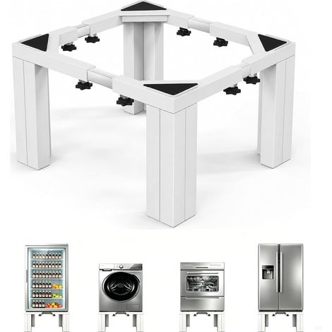 Schwerlast Waschmaschinen Untergestell Höhe 30cm, Robust aus Vollstahl, Belastbar bis 500kg, Universeller Sockel für Waschmaschine, Trockner und Kühlschrank (Einstellbare: 50-78cm) (1/4)