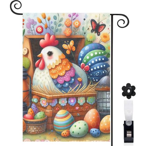 Drapeau de jardin Bienvenue en toile double face 30 x 45 cm résistant aux intempéries décoration saisonnière pour jardin (1/5)