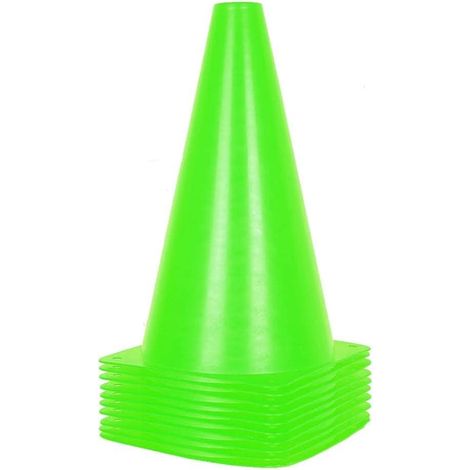Cônes de signalisation de 23 cm, cônes de sport en plastique, cônes d'entraînement de football pour activités de plein air et événements festifs (lot de 10 ou 20) - 7 couleurs (1/5)