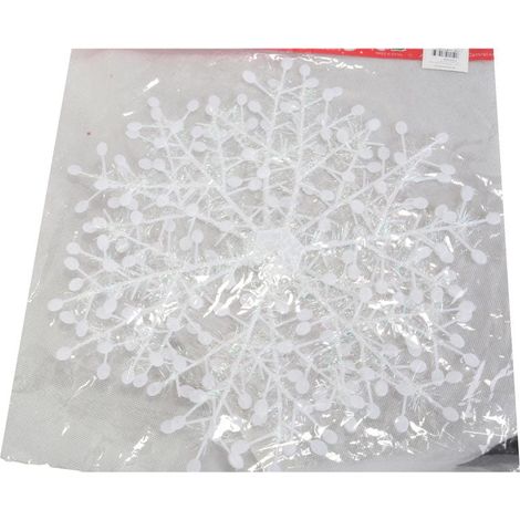 Grande fiocco di neve natalizio pieghevole, bianco iridescente, 38 cm