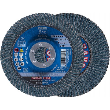 Disque à lamelles POLIFAN Z SGP CURVE STEELOX D. 125 mm granulation 40 conique M (Par 10) (1/2)