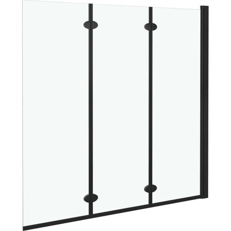 Cabina doccia pieghevole 3 pannelli parete doccia vasca da bagno cabina doccia bagno interno casa ESG 130 x 138 cm nero 020003139