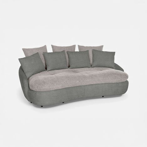 Moderner 3-Sitzer-Couch, gebogen, dunkelgrau, Adamello - Hellgrau (1/4)