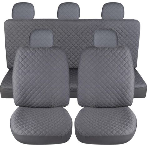 Lupex shop - Coprisedili per auto universali mod. A21, tessuto poliestere trapuntato, anteriore e posteriore, colore - Grigio (1/4)