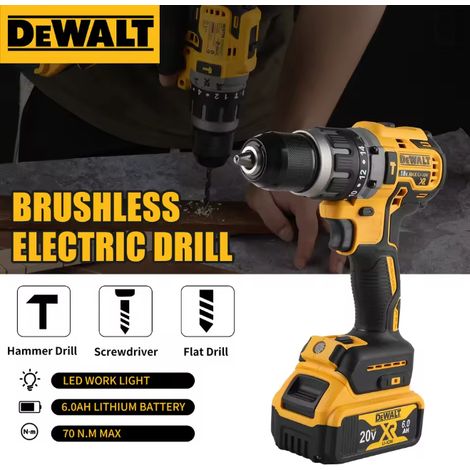 DEWALT DCD796 Perceuse visseuse à percussion sans fil 18V XR, corps seul sans batterie ni chargeur, perçage maçonnerie mur chantier rénovation (1/5)