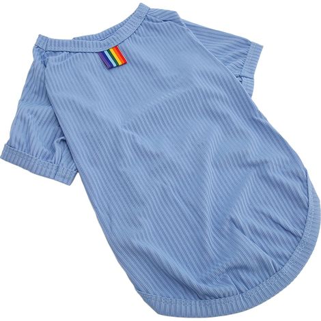 T-shirt pour chien, collection printemps-été, imprimé rayures mignonnes, fin, respirant, doux et extensible, pour petits chiens (taille S). (1/5)