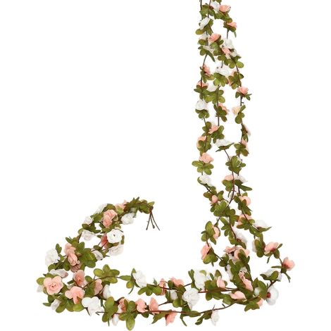 3 Pièces 2,45M Guirlande Fleurs Artificielles Guirlande(Blanc Rosé) (1/5)
