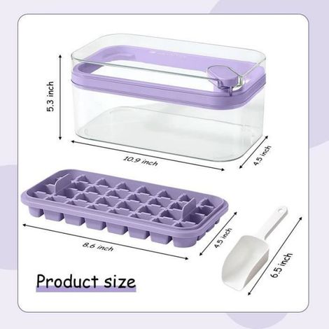 Bac a Glacon avec Couvercle, Bacs Glaçon Silicone à Libération Facile avec 64 Bacs à Glaçons pour (1/4)