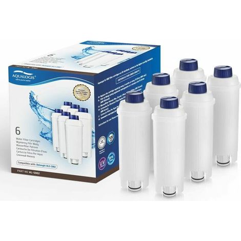 Wasserfilterkartusche für Kaffeemaschinen mit Aktivkohle-Wasserenthärter, kompatibel mit Delonghi ECAM, Esam, ETAM, BCO, EC. 6er-Packung