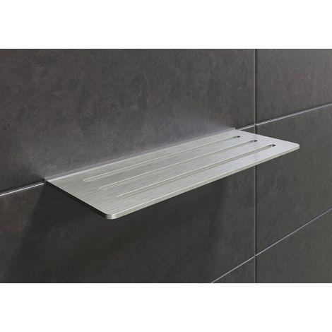 Schluter – Tablette de douche inox 4mm – Installation sans perçage – Design moderne pour salle de bains – Finitions TRENDLINE aluminium texturé