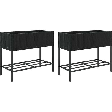 Maison Exclusive - Fioriere da Giardino con Ripiani 2pz Nere 90x40x75cm Polyrattan
