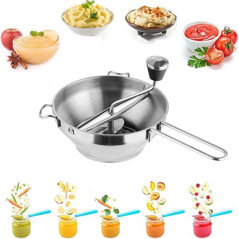 Passiergerät aus Edelstahl mit 3 austauschbaren Siebeinsätzen, manuelle Passiermühle für Suppen, Saucen, Marmeladen und Babybrei (1/5)