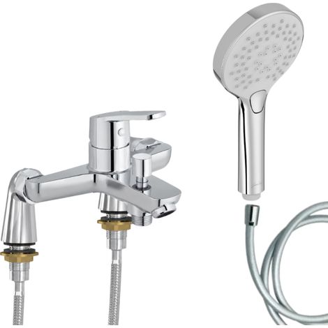 Mitigeur baignoire JACOB DELAFON Aimé + pommeau de douche Metro + flexible de douche lisse + colonnettes Idro'Flex (1/5)