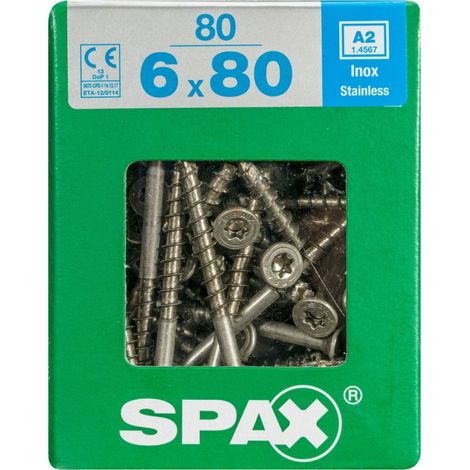 Spax Universalschrauben 6.0 x 80 mm TX 30 - 80 Stück Edelstahl Holzschrauben