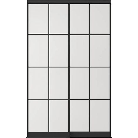 Ante scorrevoli per armadio in acciaio Nero e vetro temperato opaco H250 x L130 cm - ALEPA
