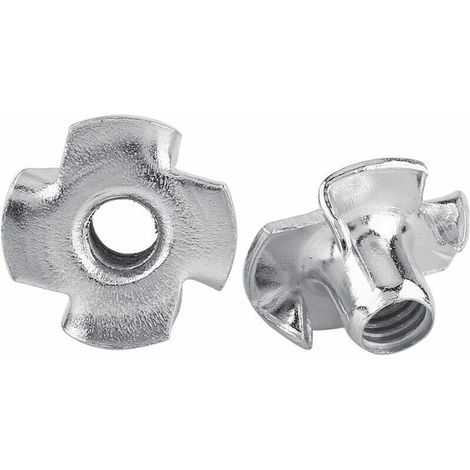 Ecrous en T 4 Griffes en Acier Zingué pour Travail du Bois Meubles(M6 x 50pcs) (1/4)