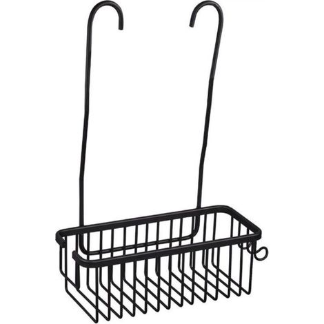 Ineasicer Hanging Shower Shelf, No-Drill Shower Basket, Stainless Steel Shower Soap Holder, Shower Shelf to Hang on Shower Mixer with 2 Hooks, Shower Support, Black (1/4)