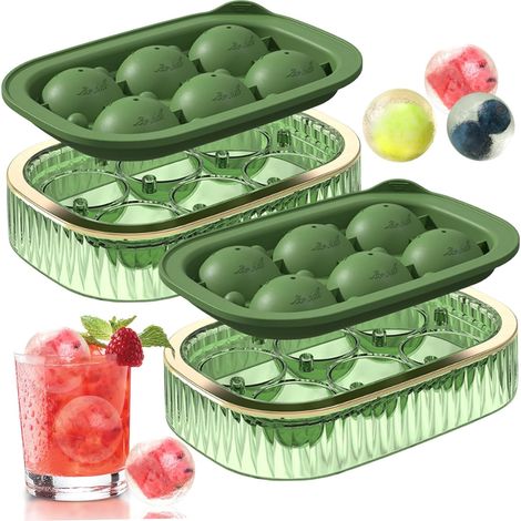 2 x Silikon-Eiskugelform mit Kühler 6 Kugeln Eis, mit Füllauslöser und lebensmittelecht (1/5)