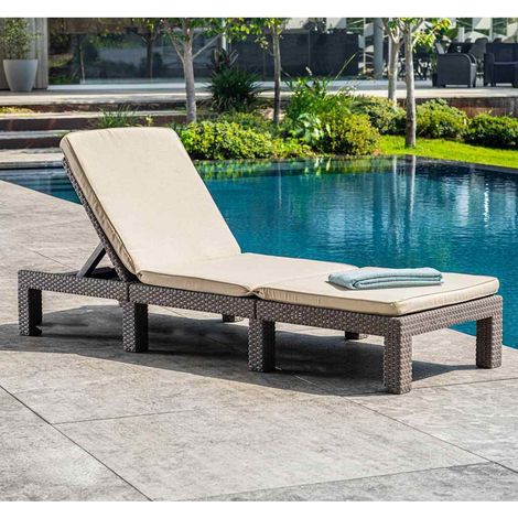 Keter Chaise longue avec coussin Daytona Cappuccino (1/5)