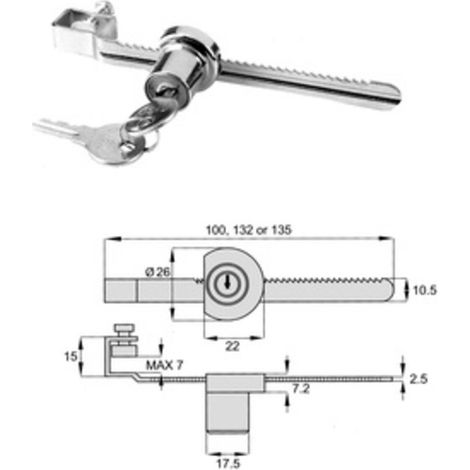 SERRATURA A SEGA P/CRISTALLI 7 MM CREMAGL 10,5 MM- 1,0 pz