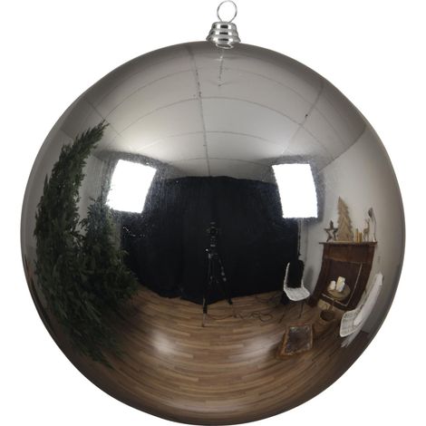 Boule de Noël XXL - Argent Brillant - Incassable - en Plastique - Différents diamètres - 140 mm