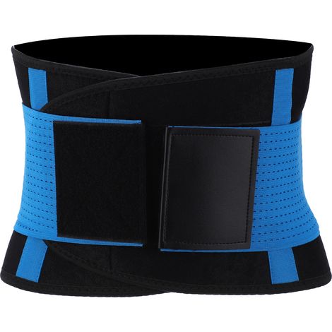 Ceinture abdominale respirante et chauffante, douce et ajustable, avec soutien lombaire et abdominal, bleu M (1/5)