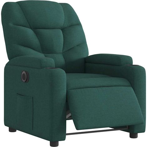 vidaXL Poltrona Elettrica Reclinabile Verde Scuro in Tessuto