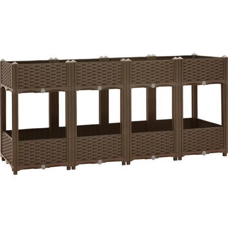 Jardinera elevada para plantas y flores jardín 160 x 40 x 71 cm polipropileno marrón 020000922 (1/5)