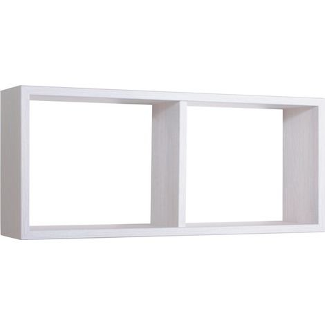 Mensola Rettangolare 2 Scomparti da Parete 70x30x23,7 cm in Fibra di Legno Morgana Maxi Rovere Sbiancato (1/4)