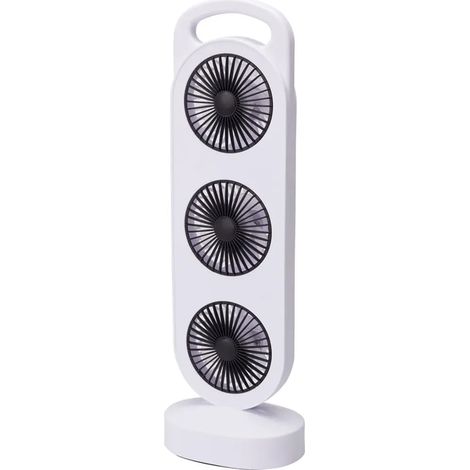 Ventilateur de table rechargeable 3 sorties - Blanc 3W