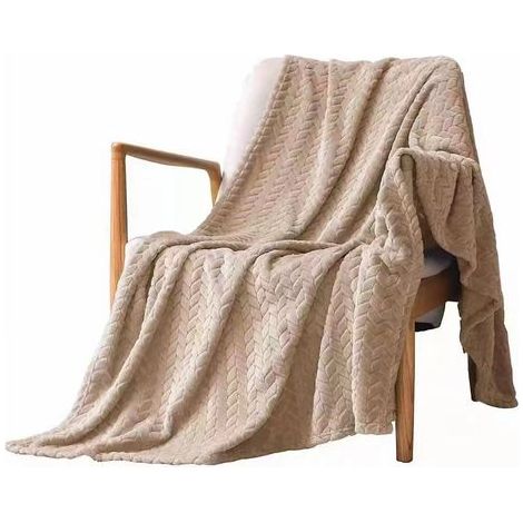 Couvertures Polaires en Flanelle, Couvertures Moelleuses, Microfibre Légère Super Douce pour Canapé, 100x150cm, Beige (1/4)
