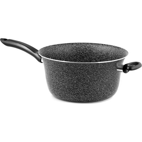 Home in Rombo Home Paiolo Un Manico Antiaderente Stone Cm26 Pentole E Preparazione Cucina, Pietra, Nero, 26 cm