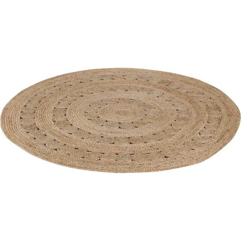 Tapis Rond en Jute Naturelle avec Motifs pour Chambre et Couloir - Diamètre 120 cm - PANGIVO (1/4)