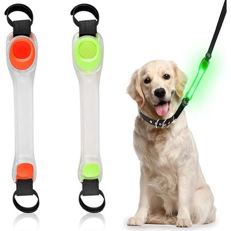 Luce notturna per cani - Confezione da 2 strisce LED per animali domestici e ciondolo ricaricabile per collare con 3 modalità di lampeggio - Luci impermeabili per collari e guinzagli (1/4)